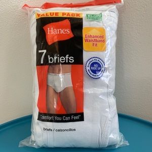 2008 Hanes 7 Pack White Cotton Briefs Size XL/XG 40-42 New Old Stock